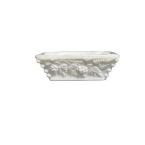 Vintage Milk Glass Ashtray Grape Design White Floral 4inx4in Westmoreland Glass